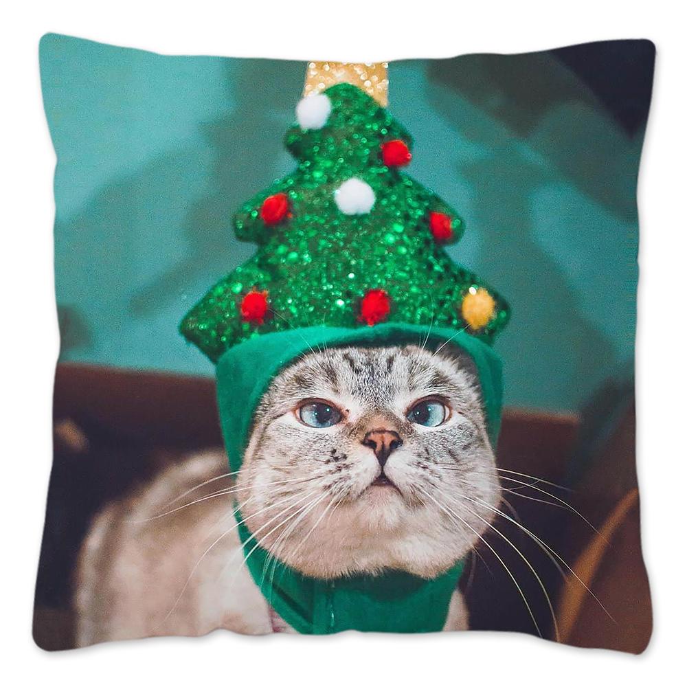 Veselé Vánoce Nora Kočka Povlak na polštář Tisková série Domov Čtvercový Kancelář Potah na polštář