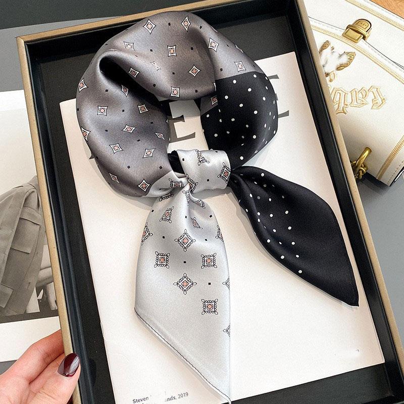 Szalik 100% Jedwab Damski Jedwab Morwowy Luksusowy Wysoka Jakość Kwadratowy Modny Nadruk Chustka do Włosów Chustka na Szyję Szal Damski Zawijki Hidżab Bandana Szaliki