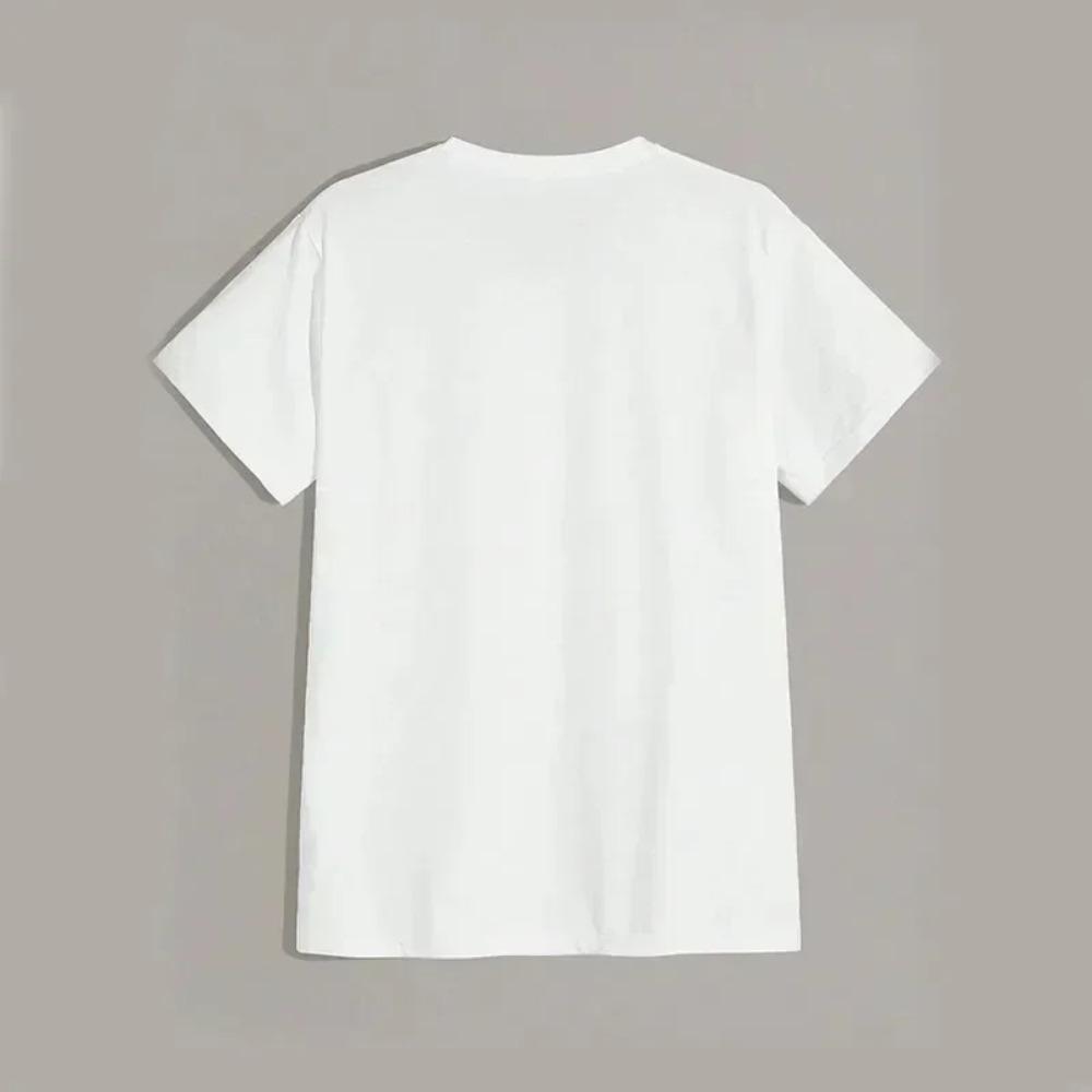 Men's Summer Earbuds Printed Round Neck Short Sleeve Casual  T-shirt New Fashion Daily Loose Size Couple Street T-shirt