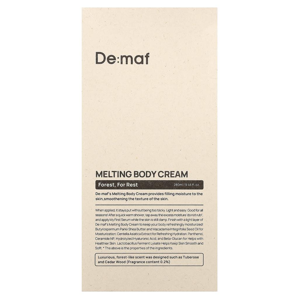 De:maf, Melting Body Cream, Forest, Forest, 280ml (9.46 fl oz)