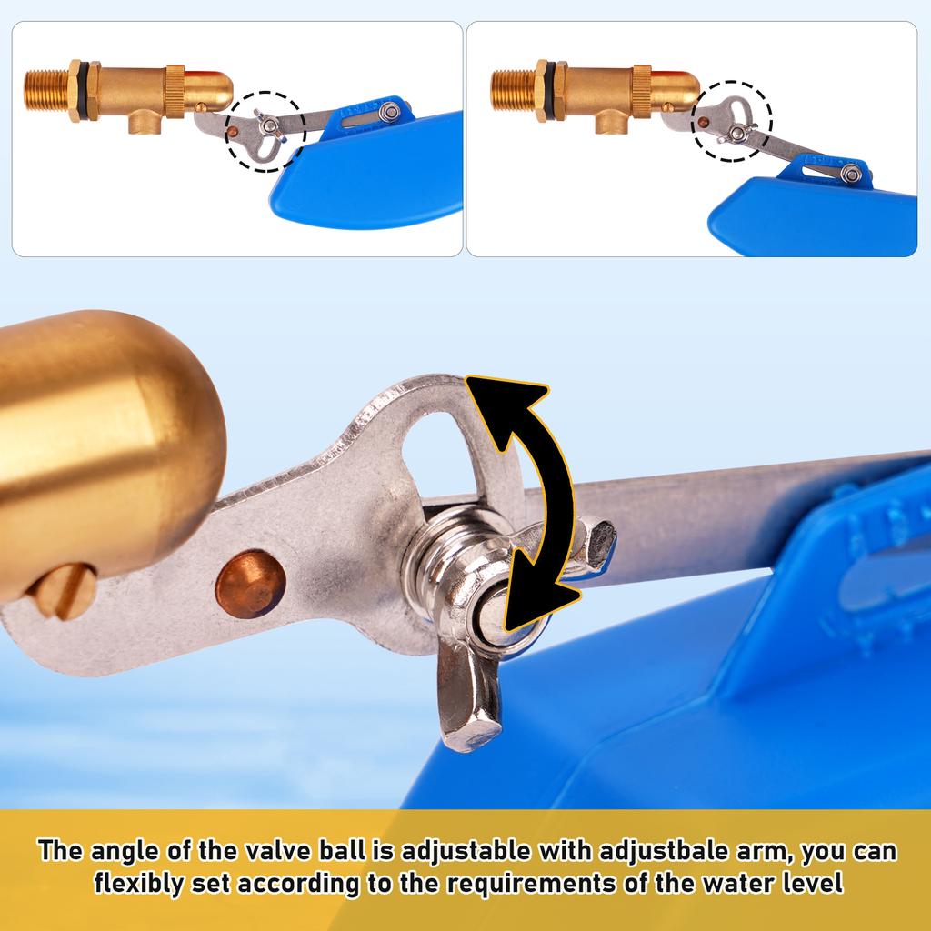 1/2" Brass Float Valve With Adapter and Tape Water Tank Floating Ball Valve Flow Control Cistern/Expansion Tanks