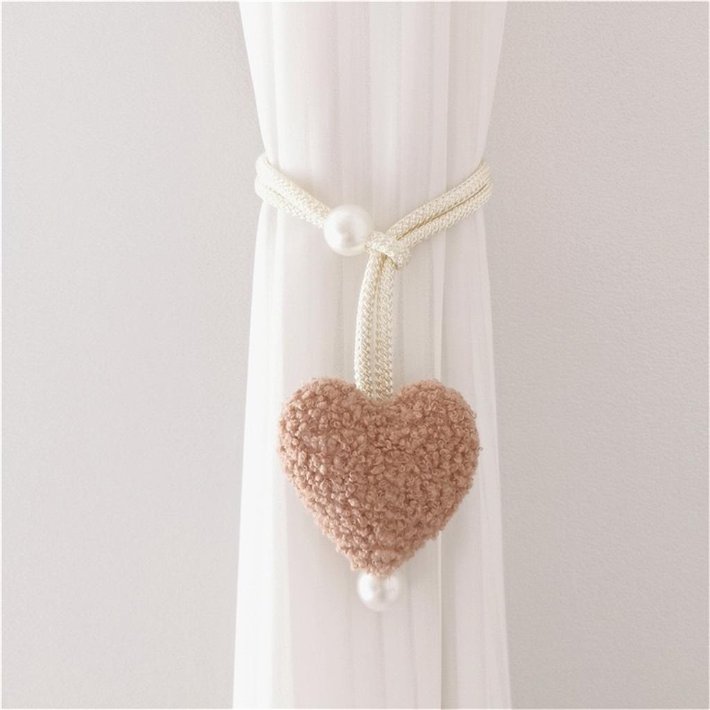 Heart Shaped Curtain Tiebacks Set of 2 Decorative Fleece Rope Curtain Holdbacks for Home Decor Window Accessories