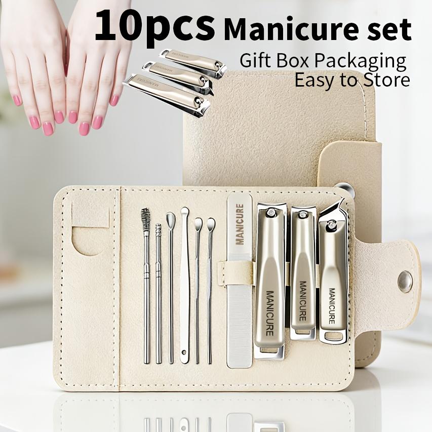 5/10pcs Premium Nail Clipper And Grooming Kit Complete with Travel Case Stainless Steel Cuticle Scissors Hand And Foot Care