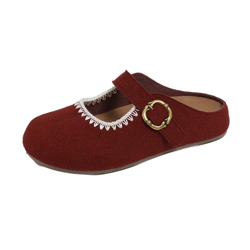 

French bag head half slippers women s outerwear 2025 summer new beautiful with skirt cool slippers fashion versatile shoes 40 бордовый