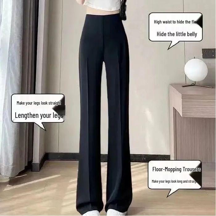 Women's Black High-Waisted Summer Suit Pants - Thin, Floor-Length, Straight, Petite, Narrow, & Wide-Leg Options