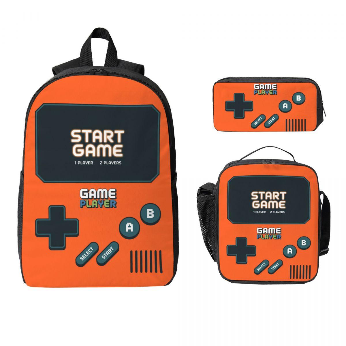 Set de 3 pièces Sac à dos Merch de Gamer pour Console de Jeux Vidéo pour Enfants Trousses à Crayons Sacs à Dos avec Boîte à Lunch Pour Étudiants Sac à Dos