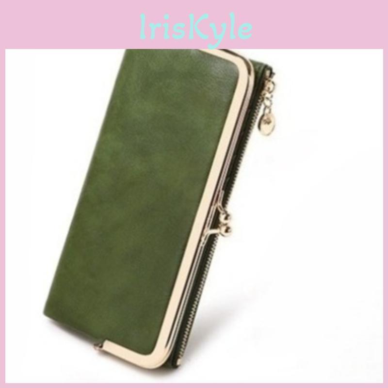 Portefeuille Long Uni Rétro Multifonctionnel pour Femmes Pochette Vintage Porte-Monnaie Porte-Cartes pour Femmes Portefeuille à Fermeture Éclair