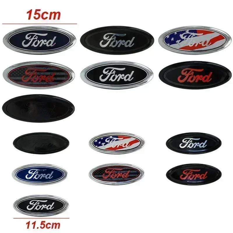 hrkqj5 ABS Car Front Hood Logo Emblem for Ford Mondeo MK4 MK3 MK2 Focus ST Line Fiesta Kuga Transit Escape Rear Trunk Badge Cover Decal