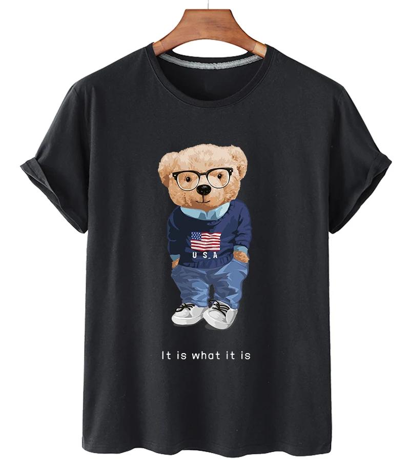 Funny Bear Print Tshirt Women Fashion Cartoon Harajuku Casual Tshirt FeUnisex Summer Short Sleeved Top Tees Unisex T Shirt
