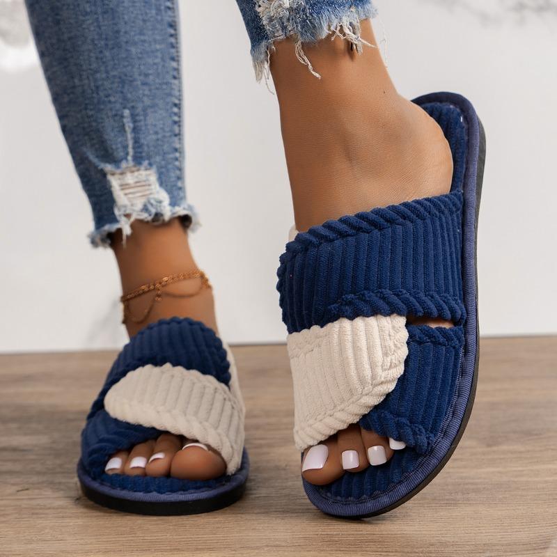 Fashion 2025 NEW Winter Women Fashion Slippers Females Soft Corduroy Home Slides Warm Plush Sandal Fashionable and Beautiful Shoes