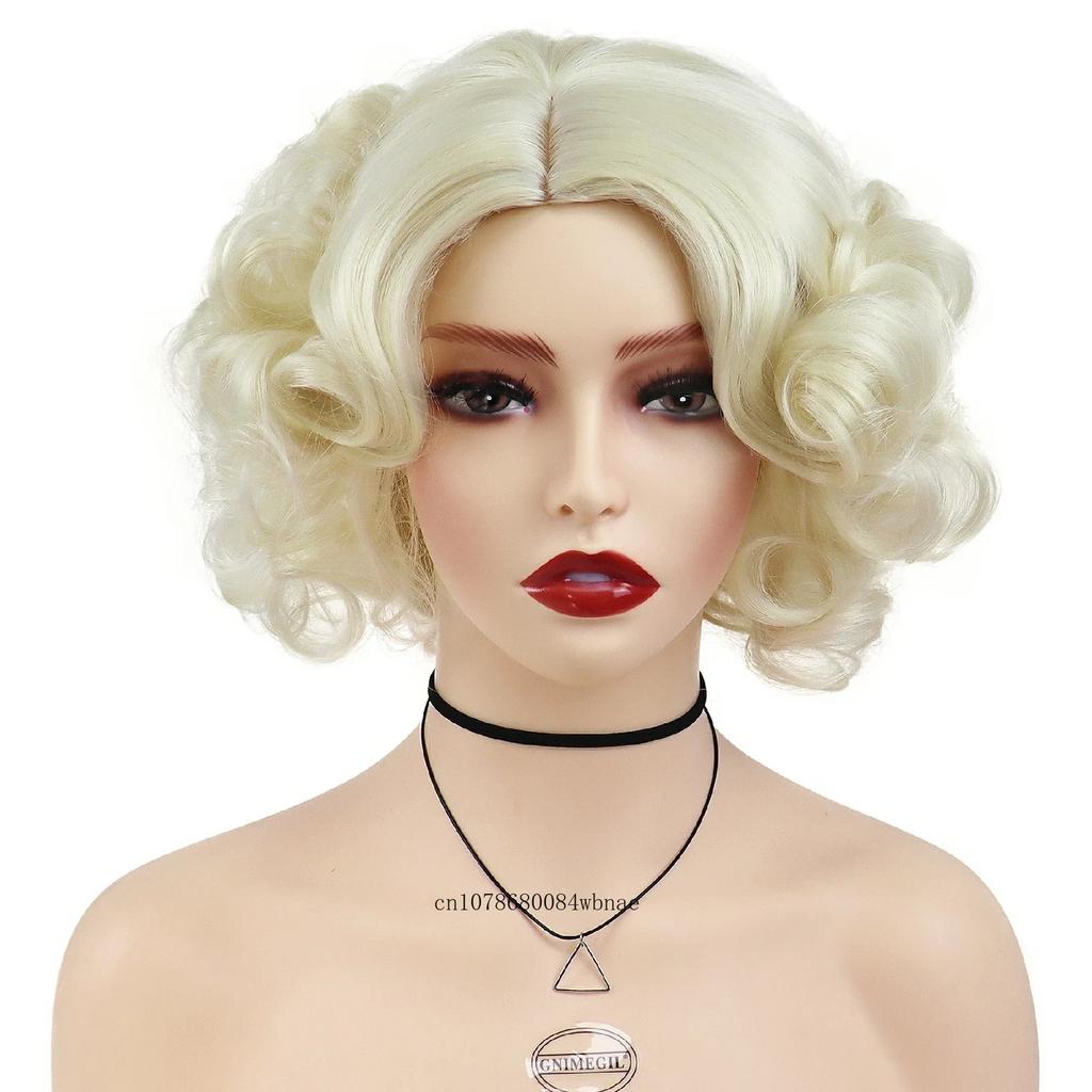 Olivgrüne Perücke für Frauen Synthetische Kurze Große Lockige Perücken Cosplay Halloween Kostümparty Flauschiger Stil Hochtemperaturfaser