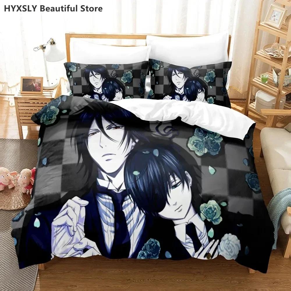 Black Butler Anime Bedding Set Duvet CoverPillowcases Single Twin Full Queen King Kids Teens 3D Duvet Cover Sets Bed Linen
