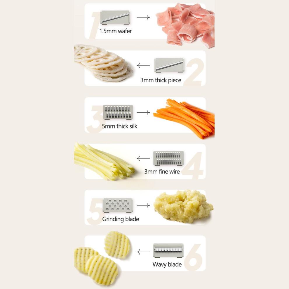 Multifunctional Mandoline Slicer - 6 Blades Interchangeable, Handheld Vegetable Cutter for Kitchen, Onion, Garlic, Safe Food Slicer
