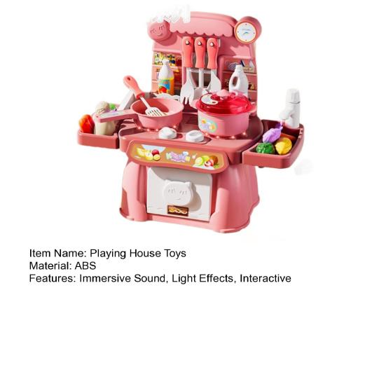 Juego de Cocina para Niños de 34 Piezas con Luz y Sonido, Juego de Parrilla para Juego de Roles para Educación Temprana, Juguetes de Cocina Casera