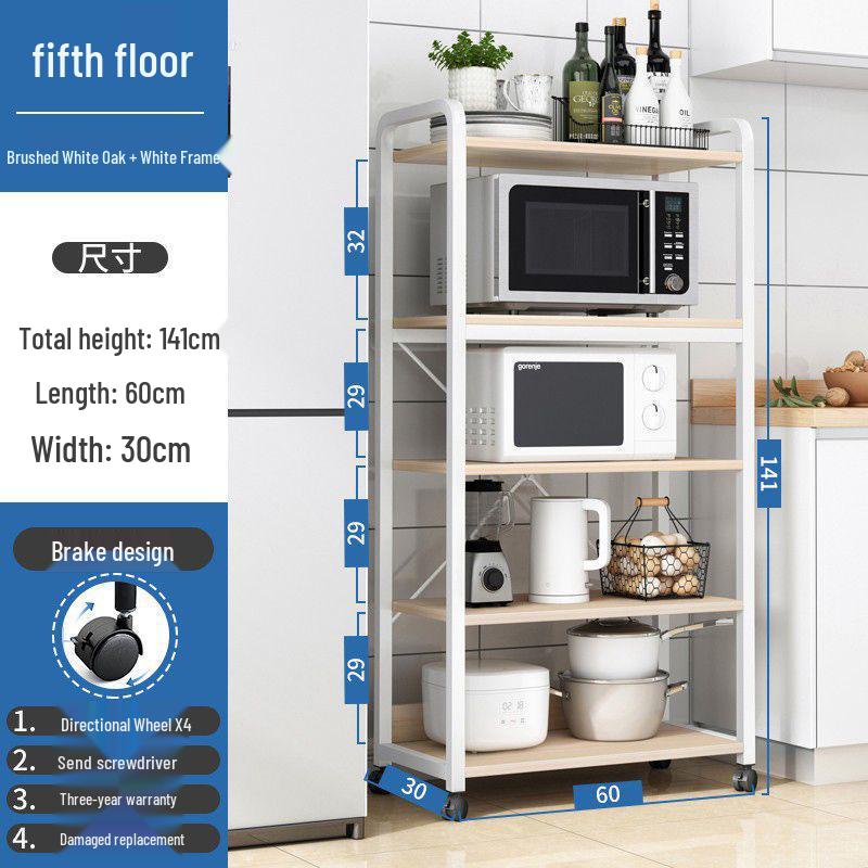 Freestanding Multi-Layer Kitchen Storage Rack for Microwave & Cookware