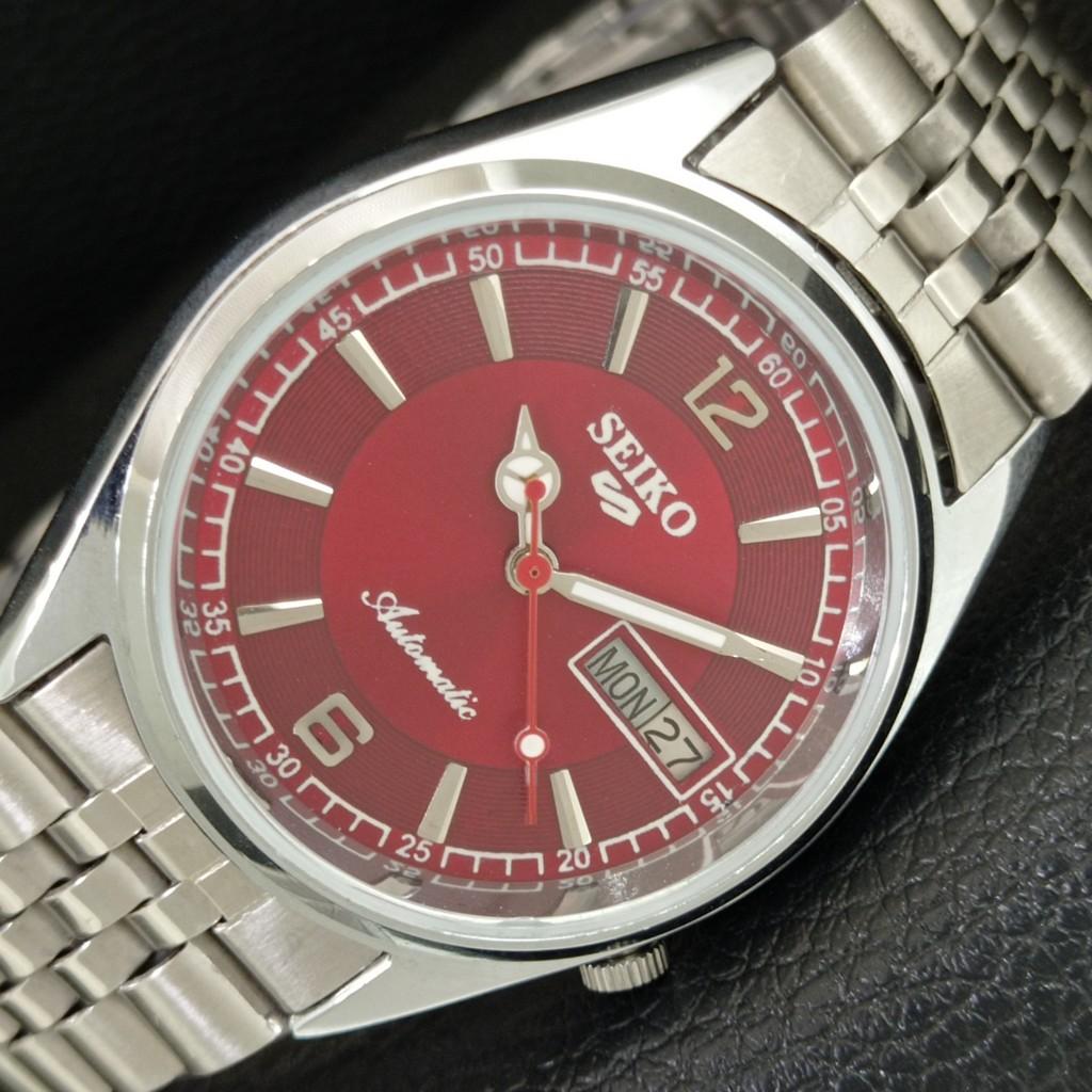 ВИНТАЖНЫЕ ОТРЕМОНТИРОВАННЫЕ МУЖСКИЕ АВТОМАТИЧЕСКИЕ ЧАСЫ SEIKO 5 7009A ЯПОНИЯ КРАСНЫЙ ЦИФЕРБЛАТ a445973-1 gray