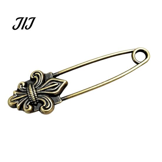Men Women Brooch Vintage Bronze Safety Pin, Large Feather Bird Leaf Flower Lapel Elegant Pin for Coats, Jackets, Hats, Bags