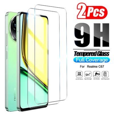 2PCS Full Screen Protect Tempered Glass HD Clear Transparent Screen Protector for Realme C67 4G