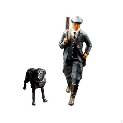 1/64 mit Hundemodell Mini Architektonische Figur Harz-Ornament Sucherfigur für Feengarten