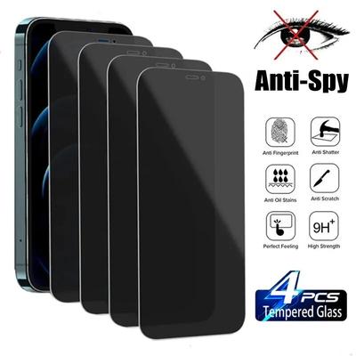 4Pcs Privacy Screen Protectors for IPhone 15 12 13 14 Pro Max Mini 7 8 Plus Anti-spy Tempered Glass for IPhone 11 Pro XS MAX XR