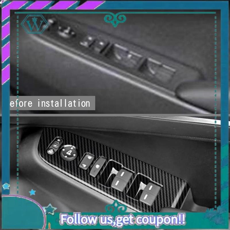 AA92-Carbon Fiber Window Glass Lift Button Trim Switch Cover Door Armrest Panel Sticker For Honda HRV HR-V Vezel   RHD