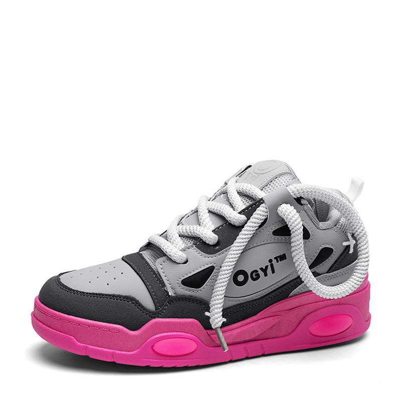 Mode Damen Casual Skateboard Schuhe Dicksohlige Klobige Sneaker Paar Atmungsaktiv Schnürschuhe Vulkanisierte Schuhe Damen Plateau-Sneaker