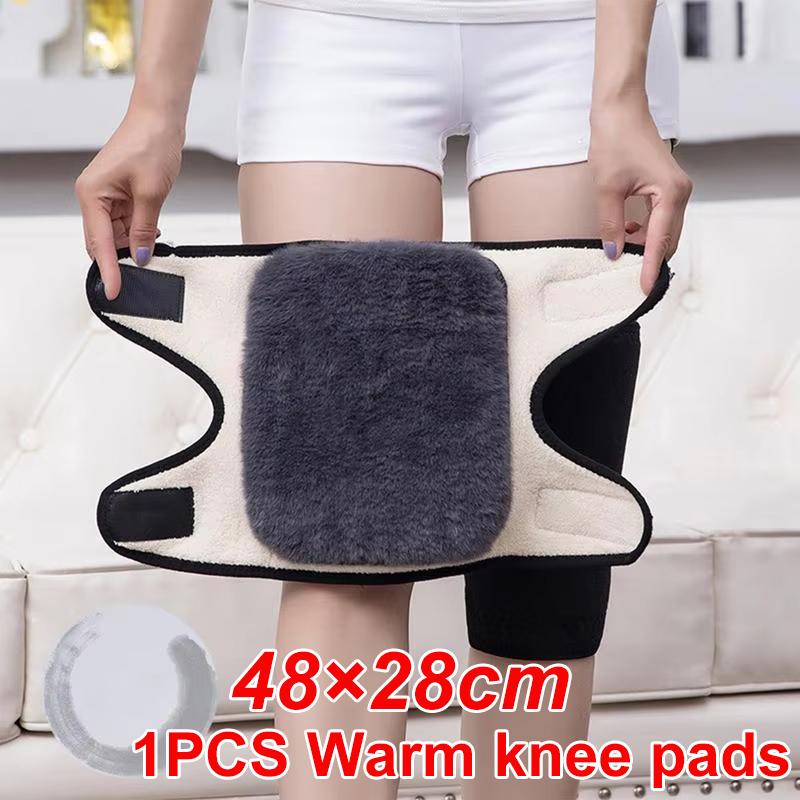 1pc Gray Winter Warm Knee Pads For Women Leg Warmers Men Old People Cold Leg A rthritis Kneepad Knee Support Cycling Ski Running