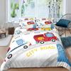 Police Car Duvet Cover Cartoon Set Car Blue Grey Emergency Responder Vehicles Polyester Quilt Cover With Pillowcases King Size
