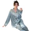 Französischer Langarm-Pyjama Cardigan Revers Design Sinn Loungewear Zweiteiliges Set Einfacher Und Bequemer Stil