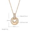 Fashion Glossy Geometry Round Pendant Necklace For Women Full Natural Zircon With  Rose Gold Color Daily Fine Jewelry