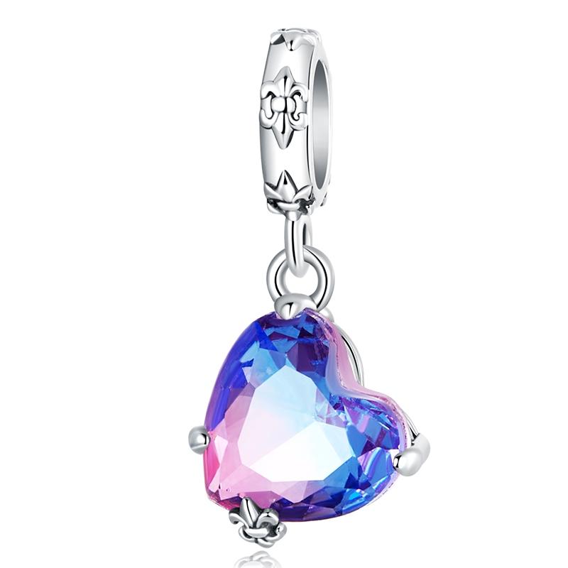 

WOSTU 925 Silver Valentine Gift Openable Red Heart Charms Love Pendant mom Bead Fit Bracelet Necklace DIY Jewelry Gift