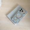 Apple 17 Pro Phone Case with Electroplated Rotating Stand, Fits 16 Pro Max/15 Pro, Polka Dot Korean Style