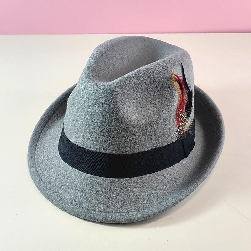 Freedom Outdoors Women's Black Colorful Feather Felt Fedora Hat - Versatile Hat For Men And - Stylish Gentleman's Vintage Jazz Hat 56-58Cm