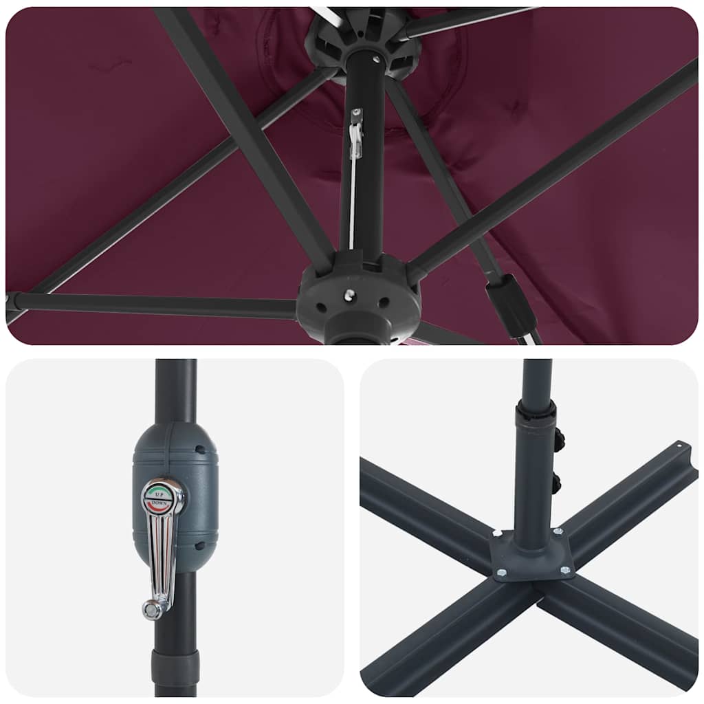 Garden Sun Umbrella Burgundy Red 370 X 197 X 239 Cm