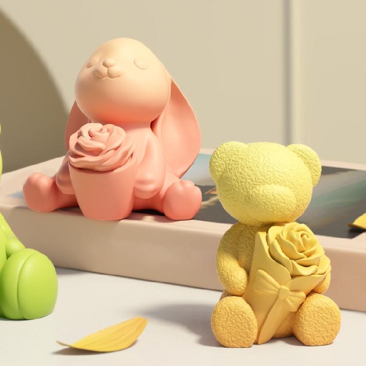 Rabbits Bear Animal Silicone Molds for Epoxy Resin Making Candle Soap Gypsum Decoration Chocolate Fondant Silicone Molds