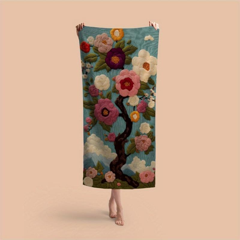 

This New Colorful Floral Patterned Towel Is Versatile, Making It Suitable for Sports, Hot Springs, Yoga, Hotels, And Gym Use W30*H60(CM)