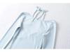 2025 Spring/Summer Women's Slim Fit Halter Neck Long Sleeve Lace Top