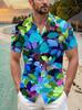 Men'S Casual Shirt with a Tropical Hawaiian Style Featuring Vibrant Leaf Patterns - Short-Sleeved with Button Design, Perfect for Outdoor And Leisure