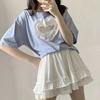 Bílá krajková minisukně pro ženy Dívčí Krátká sukně řadového střihu Kawaii Roztomilé Preppy Style Studentské oblečení s vysokým pasem