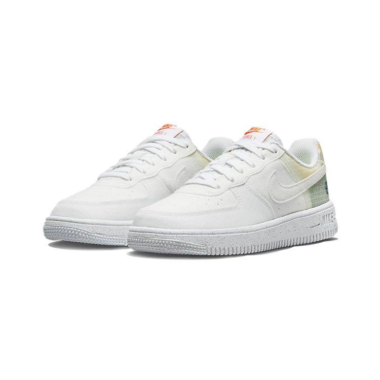 Nike Air Force 1 Carter Abrasion Resistant Low Top Skateboard Shoes White Orange Children Aged 3 7 Years Old DH4340-100
