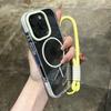 Wrist Strap Transparent Magnetic Phone Case for iPhone 14 15 16 Plus 11 12 13 16 Pro Max Magsafe Clear Charging Shockproof Cover