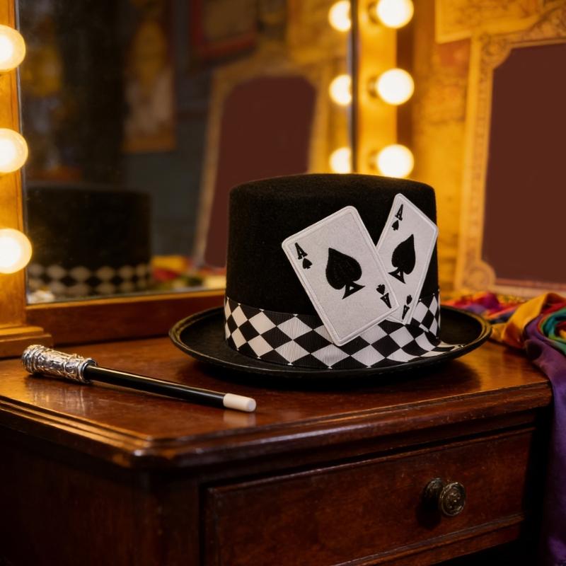 Diseño de Carta de Póker Sombrero Alto Tejido Transpirable Sombrero Alto Para Hombres Mujeres Carnavales Fiestas Familiares Y Actividad al Aire Libre