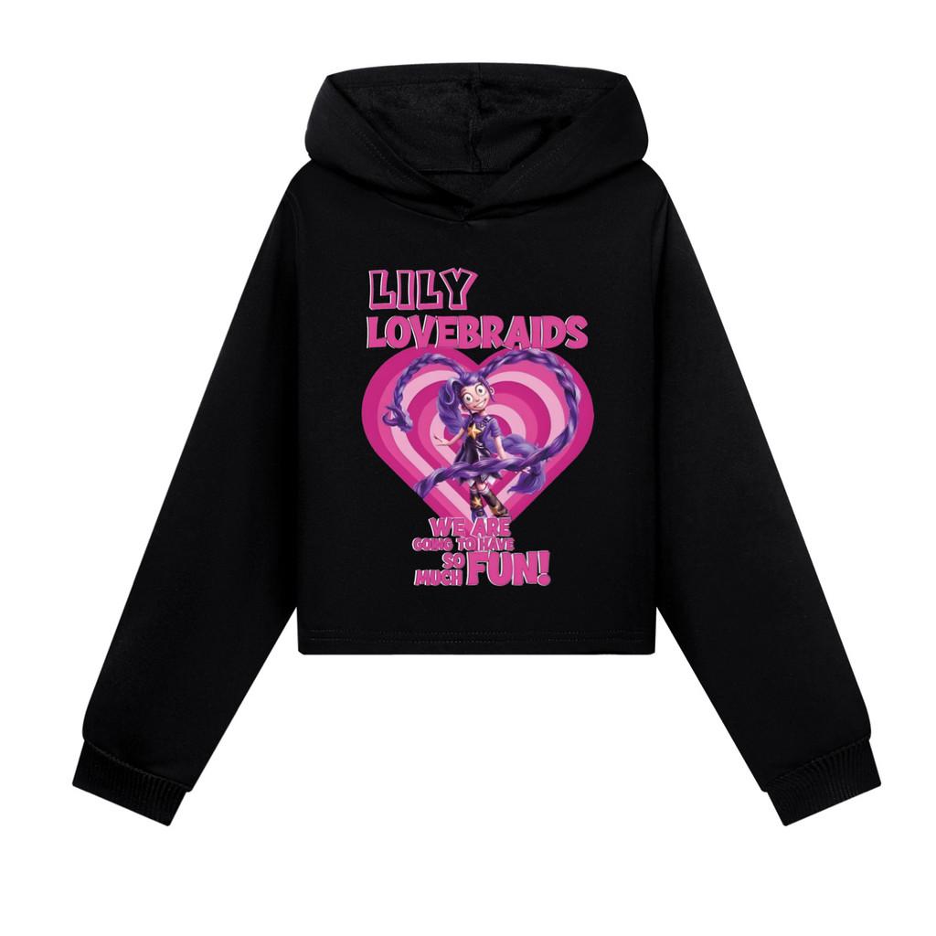 5580 Fashion Casual Kids Girls Lily Lovebraids Print Long Sleeves Hoodies Top