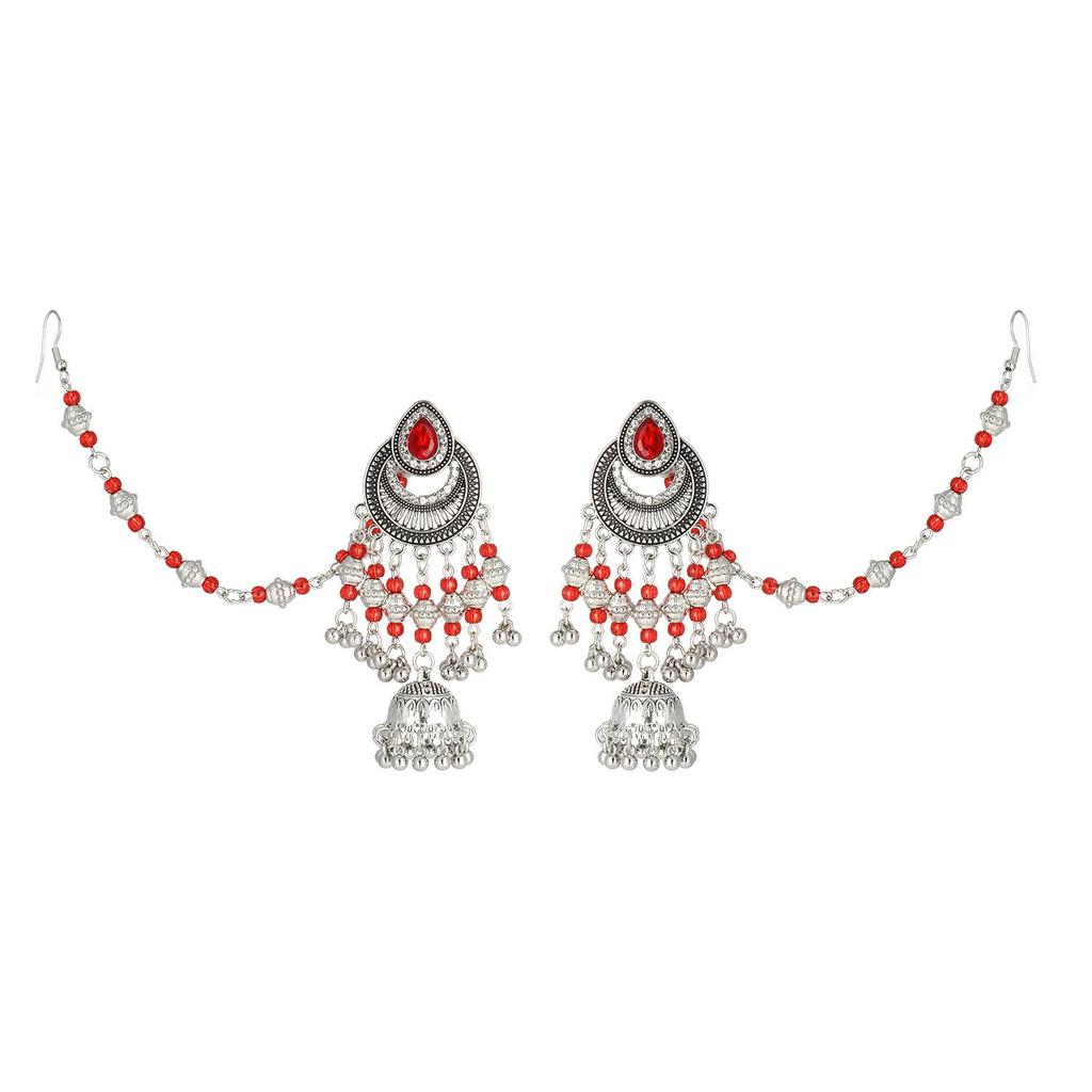 Retro Indian Style Tassel Bohemian Earrings with Bell Pendant