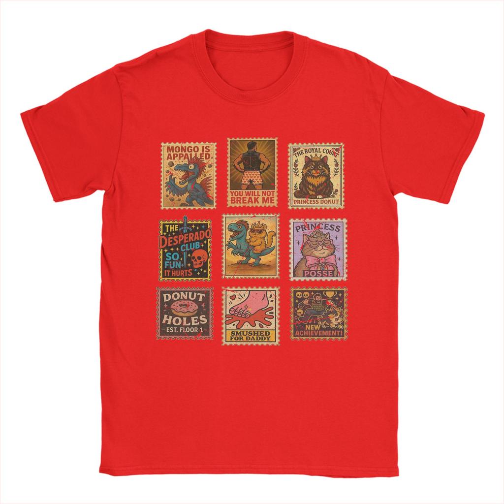 Dungeon Crawler Carl Vintage Stempel T-Shirts Herren Baumwolle Lustige T-Shirts Rundhals T-Shirts Kurzarm Kleidung Übergröße