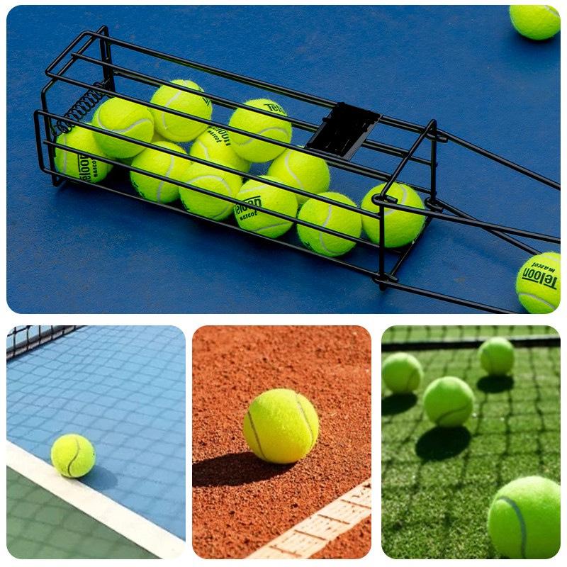Portable Tennis Ball Picker: Professional Quick Press-Down Ball Retriever, Convenient Pick-Up Basket Gadget.