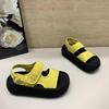 Korean version of Velcro platform open-toed sandals 2025 summer style cloth fashion versatile casual ins tide Roman sandals