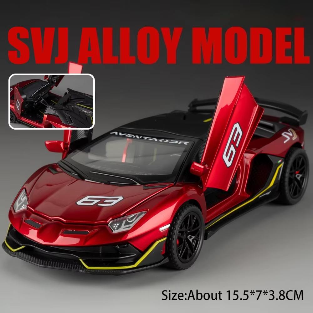 1:32 Lambor Countach Lbwk Svj63 Legering Diecast Miniatuur Auto Model Speelgoed Pull Back Deuren Geopend Rubberen Band Voertuigen Vriend Ornament