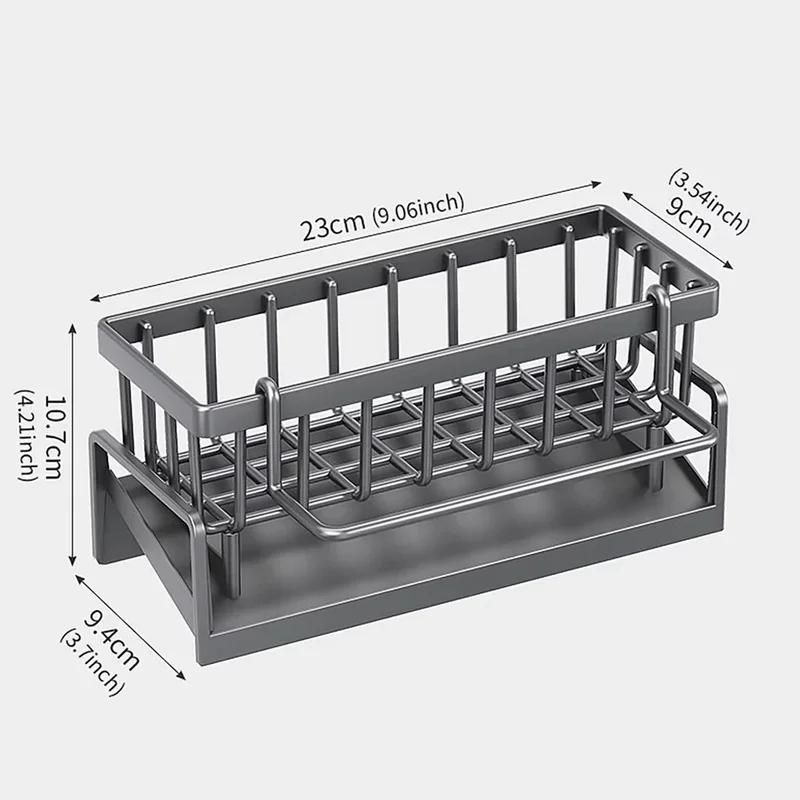 Kitchen Sink Organizer Sponge Holder Dish Cloth Drying Rack with Slanted Drain Tray for Countertop Storage