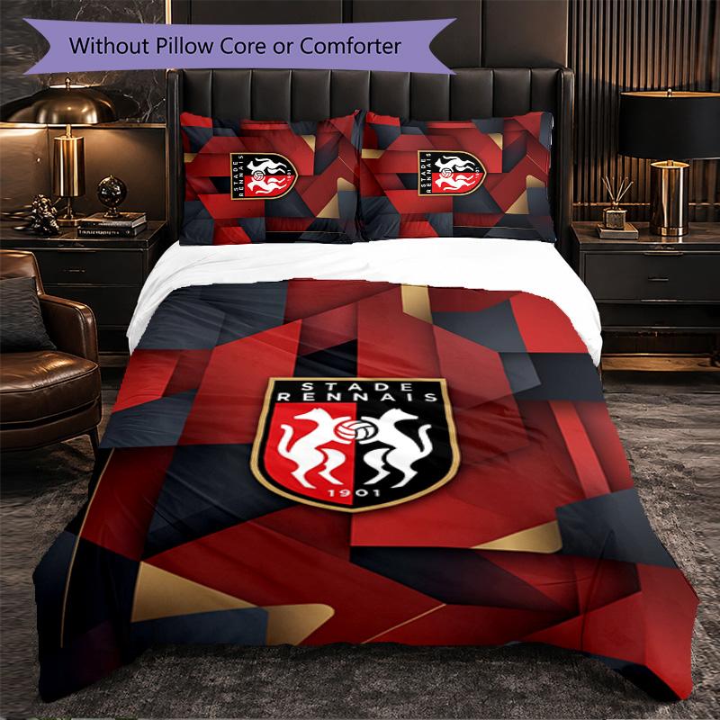 Stade Rennais FC Themed Bedding 3Pcs Duvet Cover Set Decorative Bed Linen For Teen Room Home Decoration